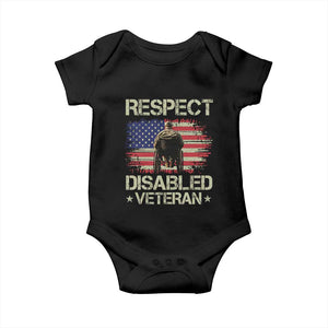 Respect Disabled Veteran Baby Onesie Military Soldier Vintage American Flag TS11 Black Print Your Wear
