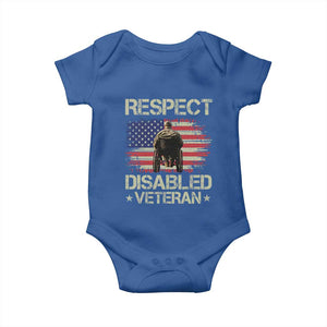 Respect Disabled Veteran Baby Onesie Military Soldier Vintage American Flag TS11 Royal Blue Print Your Wear
