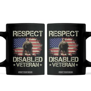 Respect Disabled Veteran Coffee Mug Military Soldier Vintage American Flag TS11 Black Print Your Wear