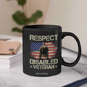 Respect Disabled Veteran Coffee Mug Military Soldier Vintage American Flag TS11 Print Your Wear