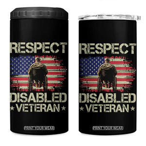Respect Disabled Veteran 4 in 1 Can Cooler Tumbler Military Soldier Vintage American Flag TS11 One Size: 16 oz Black Print Your Wear