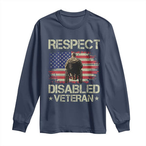 Respect Disabled Veteran Long Sleeve Shirt Military Soldier Vintage American Flag TS11 Navy Print Your Wear