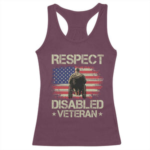 Respect Disabled Veteran Racerback Tank Top Military Soldier Vintage American Flag TS11 Maroon Print Your Wear