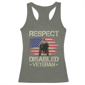 Respect Disabled Veteran Racerback Tank Top Military Soldier Vintage American Flag TS11 Military Green Print Your Wear