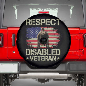 Respect Disabled Veteran Spare Tire Cover Military Soldier Vintage American Flag TS11 Black Print Your Wear