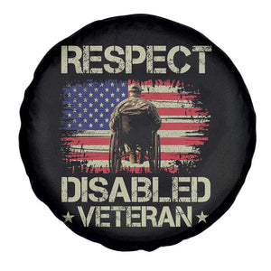 Respect Disabled Veteran Spare Tire Cover Military Soldier Vintage American Flag TS11 Print Your Wear