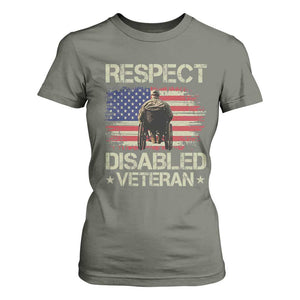 Respect Disabled Veteran T Shirt For Women Military Soldier Vintage American Flag TS11 Military Green Print Your Wear