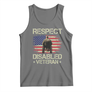 Respect Disabled Veteran Tank Top Military Soldier Vintage American Flag - Print Your Wear