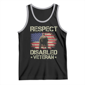 Respect Disabled Veteran Tank Top Military Soldier Vintage American Flag - Print Your Wear