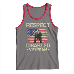 Respect Disabled Veteran Tank Top Military Soldier Vintage American Flag - Print Your Wear