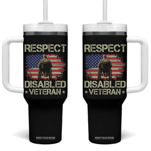 Respect Disabled Veteran Tumbler With Handle Military Soldier Vintage American Flag TS11 One Size: 40 oz Black Print Your Wear
