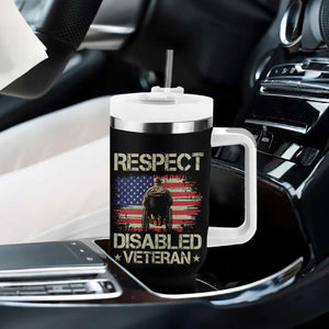 Respect Disabled Veteran Tumbler With Handle Military Soldier Vintage American Flag TS11 Print Your Wear