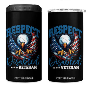 Respect Disabled Veteran 4 in 1 Can Cooler Tumbler Military Soldier American Flag Bald Eagle TS11 One Size: 16 oz Black Print Your Wear