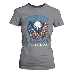 Respect Disabled Veteran T Shirt For Women Military Soldier American Flag Bald Eagle TS11 Charcoal Print Your Wear