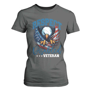 Respect Disabled Veteran T Shirt For Women Military Soldier American Flag Bald Eagle TS11 Dark Heather Print Your Wear