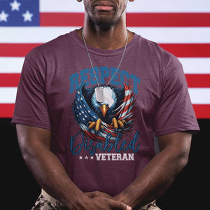 Respect Disabled Veteran T Shirt Military Soldier American Flag Bald Eagle TS11 Maroon Print Your Wear