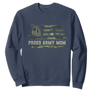 Proud Army Mom Sweatshirt Vintage Camo American Flag Veteran Mother's Day TS11 Navy Print Your Wear