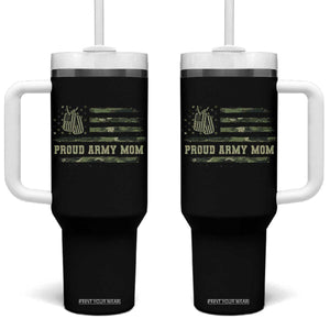 Proud Army Mom Tumbler With Handle Vintage Camo American Flag Veteran Mother's Day TS11 One Size: 40 oz Black Print Your Wear