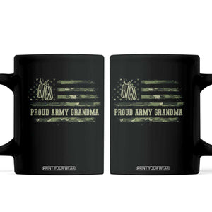 Proud Army Grandma Coffee Mug Vintage Camo American Flag Veteran TS11 Black Print Your Wear