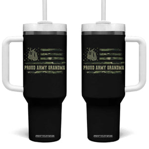 Proud Army Grandma Tumbler With Handle Vintage Camo American Flag Veteran TS11 One Size: 40 oz Black Print Your Wear