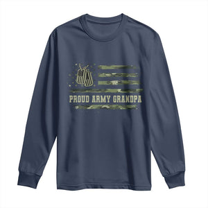 Proud Army Grandpa Long Sleeve Shirt Vintage Camo American Flag Veteran TS11 Navy Print Your Wear
