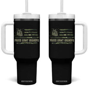 Proud Army Grandpa Tumbler With Handle Vintage Camo American Flag Veteran TS11 One Size: 40 oz Black Print Your Wear