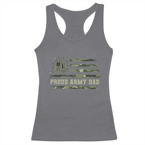 Proud Army Dad Racerback Tank Top Vintage Camo American Flag Veteran Father's Day TS11 Charcoal Print Your Wear