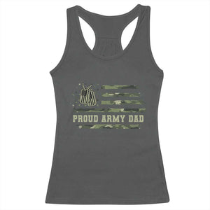 Proud Army Dad Racerback Tank Top Vintage Camo American Flag Veteran Father's Day TS11 Dark Heather Print Your Wear