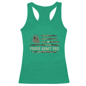 Proud Army Dad Racerback Tank Top Vintage Camo American Flag Veteran Father's Day TS11 Irish Green Print Your Wear