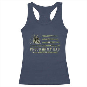 Proud Army Dad Racerback Tank Top Vintage Camo American Flag Veteran Father's Day TS11 Navy Print Your Wear