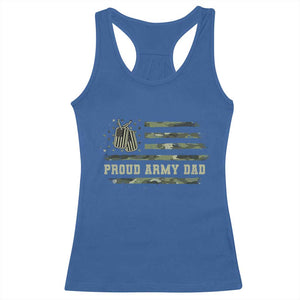 Proud Army Dad Racerback Tank Top Vintage Camo American Flag Veteran Father's Day TS11 Royal Blue Print Your Wear