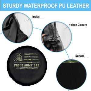 Proud Army Dad Spare Tire Cover Vintage Camo American Flag Veteran Father's Day TS11 Print Your Wear