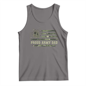 Proud Army Dad Tank Top Vintage Camo American Flag Veteran Father's Day TS11 Deep Heather Print Your Wear