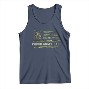 Proud Army Dad Tank Top Vintage Camo American Flag Veteran Father's Day TS11 Navy Print Your Wear