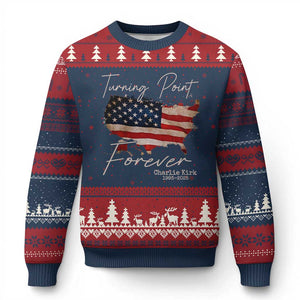Turning Point Forever Ugly Christmas Sweater Patriotic American Map Vintage USA Flag TS11 Navy Red Print Your Wear