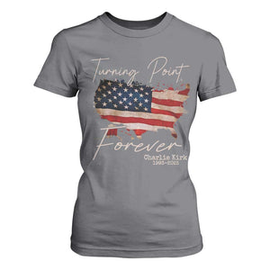Turning Point Forever T Shirt For Women Patriotic American Map Vintage USA Flag TS11 Charcoal Print Your Wear