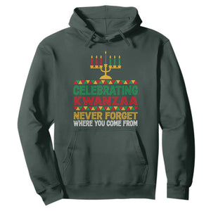 Celebrating Kwanzaa Never Forget Where You Come From Kinara Candle Hoodie TS11 Dark Forest Green Print Your Wear