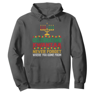 Celebrating Kwanzaa Never Forget Where You Come From Kinara Candle Hoodie TS11 Dark Heather Print Your Wear