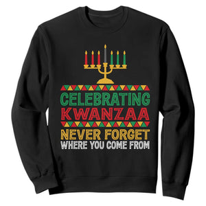 Celebrating Kwanzaa Never Forget Where You Come From Kinara Candle Sweatshirt TS11 Black Print Your Wear