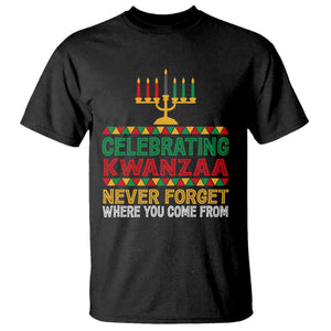 Celebrating Kwanzaa Never Forget Where You Come From Kinara Candle T Shirt TS11 Black Print Your Wear