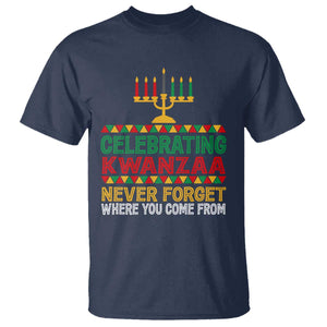 Celebrating Kwanzaa Never Forget Where You Come From Kinara Candle T Shirt TS11 Navy Print Your Wear
