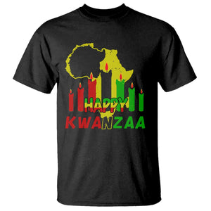 Happy Kwanzaa T Shirt Black Holiday African American Christmas Kinara Candle TS11 Black Print Your Wear