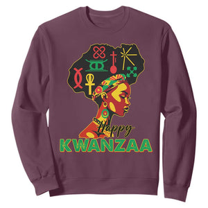 Happy Kwanzaa Sweatshirt Nguzo Saba Symbols The 7 Principles Of Kwanzaa TS11 Maroon Print Your Wear