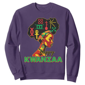 Happy Kwanzaa Sweatshirt Nguzo Saba Symbols The 7 Principles Of Kwanzaa TS11 Purple Print Your Wear