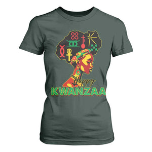 Happy Kwanzaa T Shirt For Women Nguzo Saba Symbols The 7 Principles Of Kwanzaa TS11 Dark Forest Green Print Your Wear