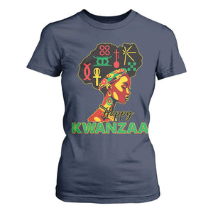 Happy Kwanzaa T Shirt For Women Nguzo Saba Symbols The 7 Principles Of Kwanzaa TS11 Navy Print Your Wear