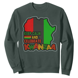 Keep Calm And Celebrate Kwanzaa Sweatshirt Black Holiday African American Christmas TS11 Dark Forest Green Print Your Wear