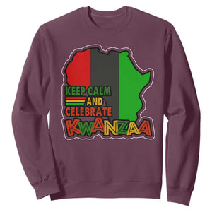 Keep Calm And Celebrate Kwanzaa Sweatshirt Black Holiday African American Christmas TS11 Maroon Print Your Wear