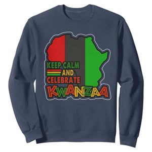 Keep Calm And Celebrate Kwanzaa Sweatshirt Black Holiday African American Christmas TS11 Navy Print Your Wear