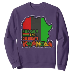 Keep Calm And Celebrate Kwanzaa Sweatshirt Black Holiday African American Christmas TS11 Purple Print Your Wear